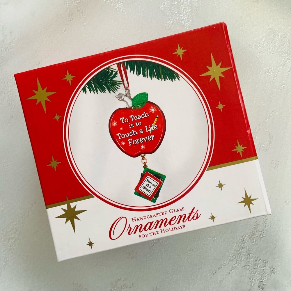 NEW IN BOX!! Glass Baron Teacher Glass Ornament